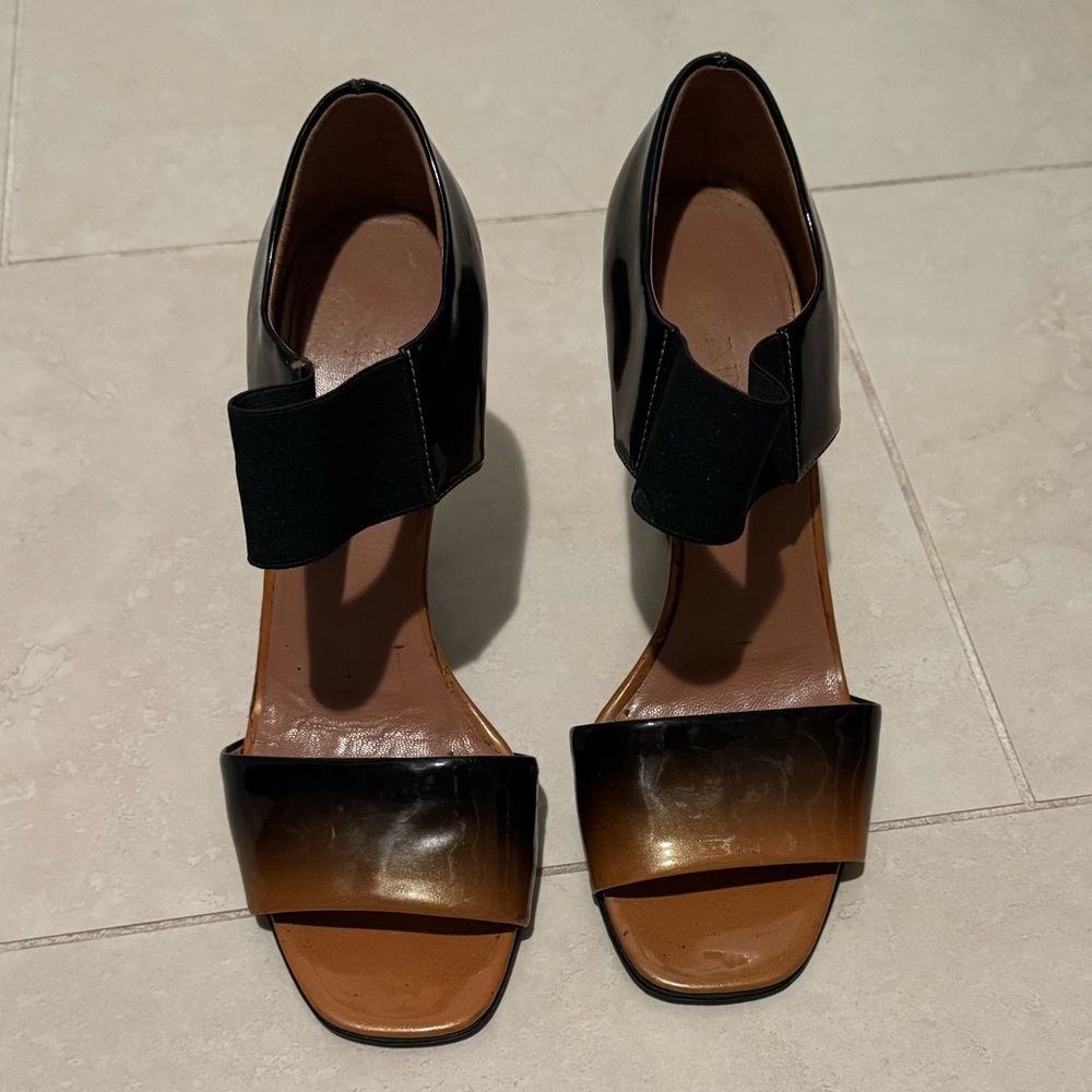 Prada Black and Brown Heeled Sandals